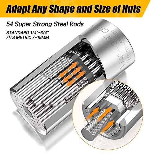 Stocking Stuffers for Adults Men, Super Universal Socket Tools Gifts Socket Set with Power Drill Adapter(7-19 Mm) Christmas Gifts for Men Dad Handyman Husband Him, Cool Gadgets