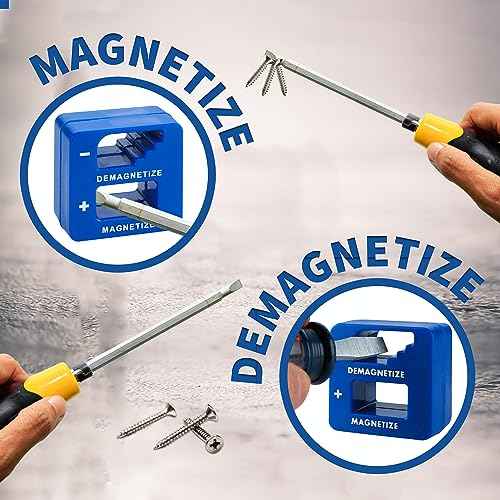 Demagnetizer and Magnetizer - Blue - for Screwdrivers Tips, Bits, and Small Tools, Large or Big Screws, Drills, Drill Bits, Sockets, Nuts, Bolts, Nails and Precision Construction Tools