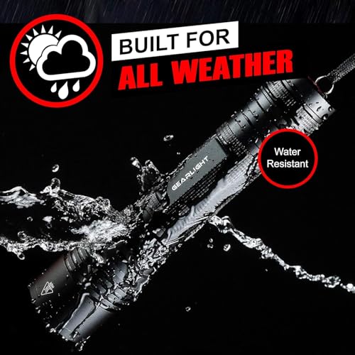 GearLight S2000 Black 1200-Lumen Tactical LED Flashlight - Battery Powered, Handheld for Camping & Emergency