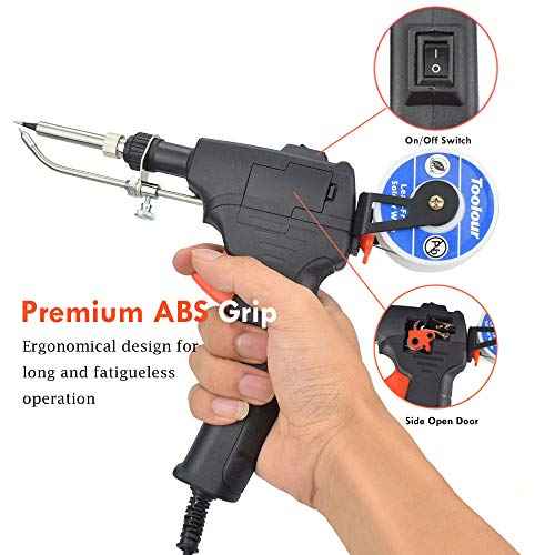 Toolour Soldering Gun Kit 5 in 1 Soldering Iron Kit 60W Industrial Automatic Solder Feeding Hand-held Welding Gun with Solder Wire for Electronic Desoldering Rework PCB Repair Home DIY