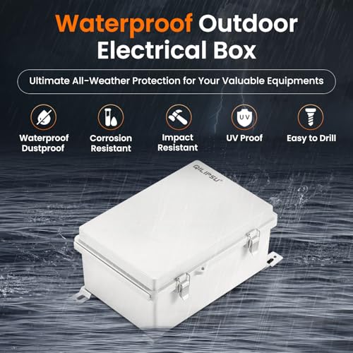QILIPSU Waterproof Outdoor Electrical Junction Box 11.2x7.7x5.1 Inches Grey