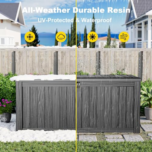 KFY 200 Gallon Black Outdoor Storage Box Waterproof Patio Deck Chest