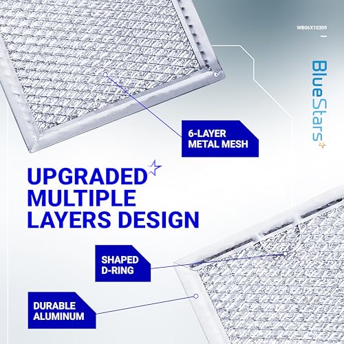 [5-Pack] BlueStars WB06X10309 Microwave Oven Grease Filter – 5 Count, 7-5/8 x 5 x 1/16 in