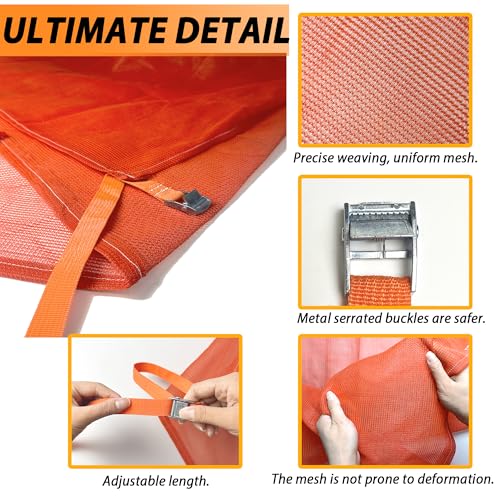 FULEIYA 40ft Construction Safety Debris Netting with 24 Tapes & Buckles - Orange Fire Retardant Pump Jack Safety Net, Scaffold Enclosure (Model: 40TF-1P)