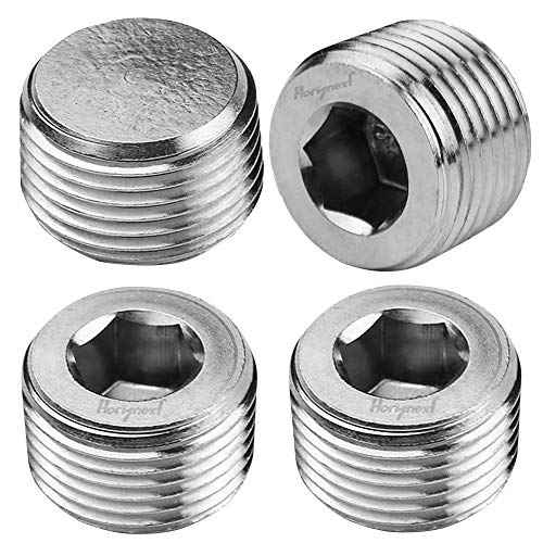 npt 1/4 stainless steel 304 male thread internal hex countersunk pipe plug fitting, adapt tube socket connect water valve boat cap (4 pcs)