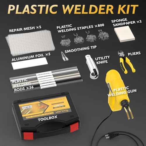 TOOLIOM 200W PORTABLE Plastic Welder - 110V Weld Kit, Welding Gun, 800PCS Staples - Bumper Repair, Plastic Stapler