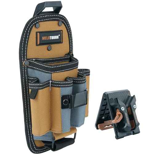 MELOTOUGH 7-Pocket Technician Pouch-Small Pocket Tool Belt Pouch with Belt Clip,Clip on Larger Pockets & Loop, Clip on-Tool Holder Accessory