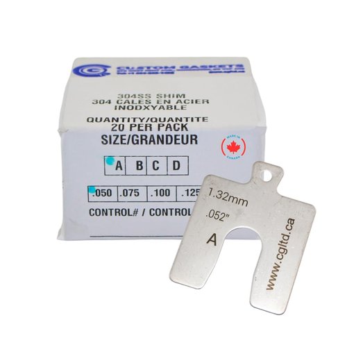 CGLTD Stainless Steel Slotted Shim Replacement Pack, Size A, 2" x 2" (Pack of 20 shims) (20, 0.050")