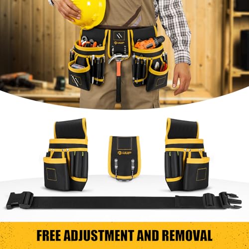 UUP Magnetic Tool Belt for Men - Yellow, 26 Pockets Heavy Duty Work Pouch, Adjustable & Removable