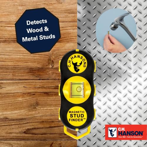 Magnetic Stud Finder with Built-In Level - No Batteries Needed, Detects Nails & Screws Behind Drywall
