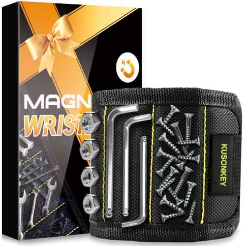 Christmas Gifts Stocking Stuffers for Men, KUSONKEY Magnetic Wristband Tool Gift for Men Who have Everything,Wrist Magnetic Screw Holder with Strong Magnets for Holding Screws Tool for Dad,Electrician