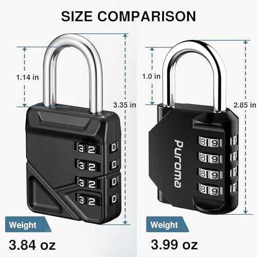 Puroma Combination Padlock, 4 Digit Waterproof Locks Outdoor Code Lock for Locker, School Gym Locker, Sports Locker, Gate, Case, Hasp Storage (2 Pack, Black)