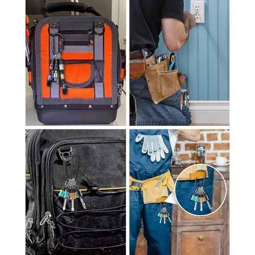 Push to Unlock,Katerk 6pcs 1/4 inch Hex Shank Aluminum Alloy Screwdriver Bit Holder Light-Weight Quick-Change Extension Bar Keychain Drill Screw Adapter Portable,Black Carabiner,Tool Gifts for Men