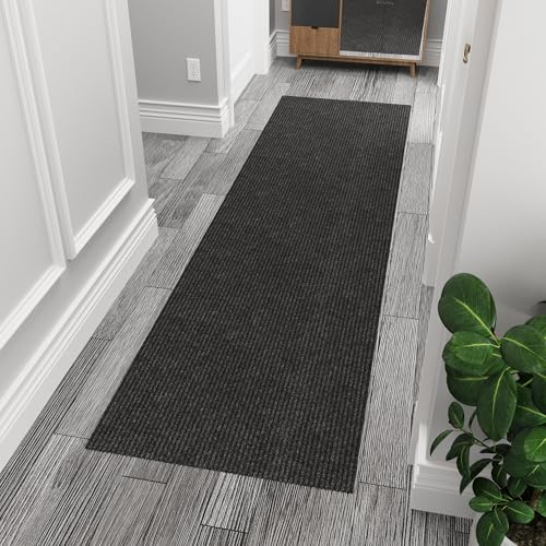 Ottomanson Waterproof Runner Rug 2’x6’ Black Non-Slip Indoor Outdoor Door Mat