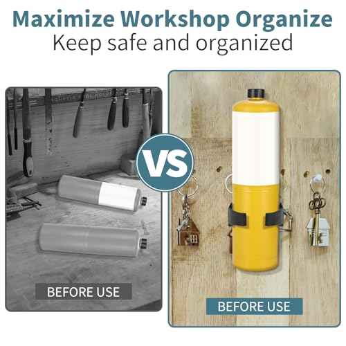 2 Pcs Propane Tank Holder with Cylinder Belt Hook Clip Hanger, Torch Holder Wall Mount, Organize for MAPP Gas Tank Hanger