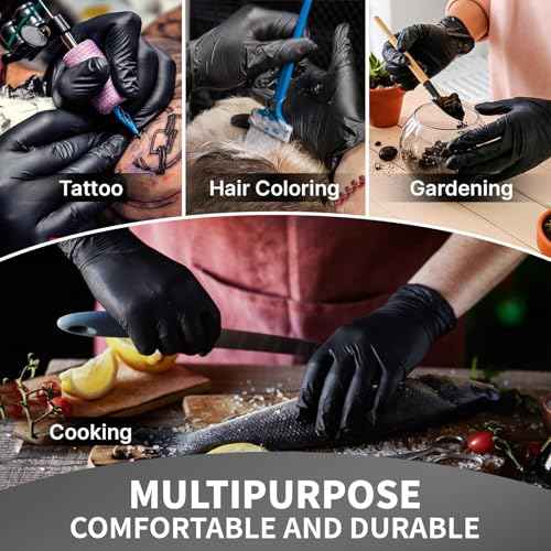 Black Nitrile Gloves Disposable, 120 PCS 3Mil, Medical Exam Latex-Free Gloves, Food Safe Cooking, Cleaning