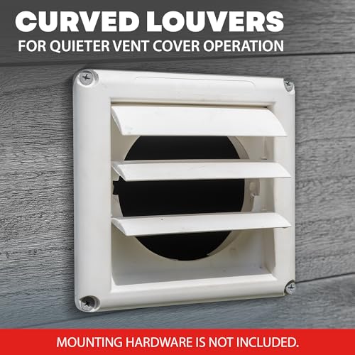 Deflecto 4-Inch Outdoor Dryer Vent Cover with Louvered Gravity Damper - White