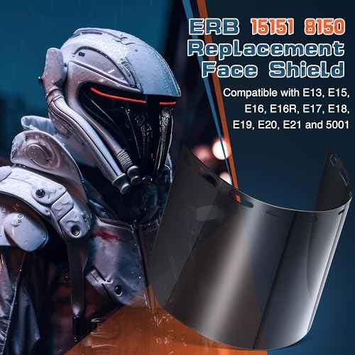 Saillong 1 Pcs Face Shield Replacement Lens Compatible with ERB 15151 8150 Tinted Full Face Shields, Grinding Cosplay (Black)