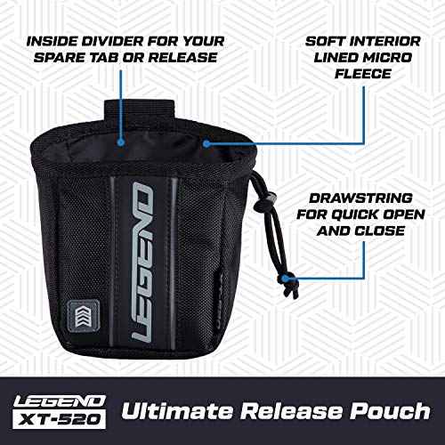 Legend XT520 Quick Release Pouch & Finger Tab Bag | Interior Divider for Better Organization & Storage of Release Aids | Attaches to Standard 2" Belt | Quick Drawstring Closure