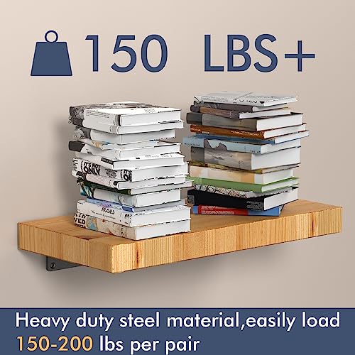 Starunder 6 Inch Floating Shelf Brackets Black 6 Pack - Heavy Duty Wall Supports