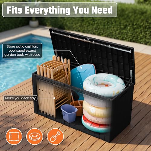 Greesum 110 Gallon Outdoor Storage Box with Lockable Lid - Dark Black