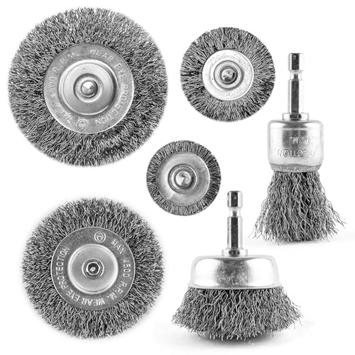 EHOMEA2Z Wire Wheel Steel Brush Cup for Drill 1/4 Hex Shank for Cleaning Stripping Rotary Metal Power Drill Paint Rust Removal, for Power Drill Attachment (6)