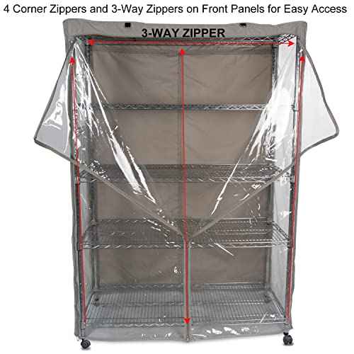 YLOVAN Storage Shelf Cover Wire Rack Shelving Dust Protective, Fits Racks 48" L x 19'' D x 72'' H Three Side See Through Panel (Cover only)