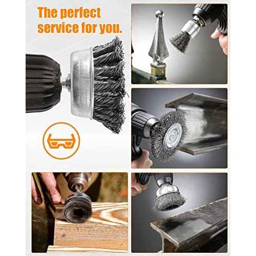 5 Pcs Drill Wire Brush Set, Heavy Duty Wire Brush Wheel for Drill, 1/4'' Hex Shank Wire Brush Drill Attachments Coarse Carbon Steel Crimped, Great for Cleaning Rust, Paint, Abrasive