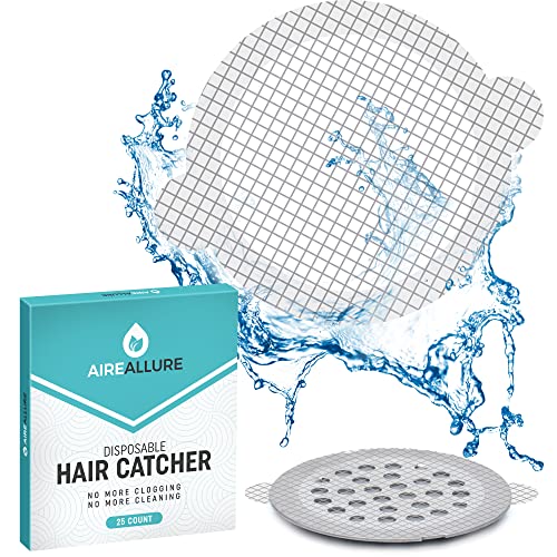 3.5 Inch Disposable Shower Drain Hair Catcher Mesh Stickers - 25 Pack