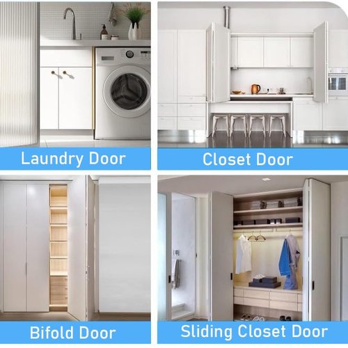 Bifold Door Hardware with Track, Bi-fold Closet Door Hardware Repair Tool Kit, Included Top Guide Wheels, Top Pivot, Bottom Pivot, Spring, Metal Pivot Pin and Steel Track (60 inch)
