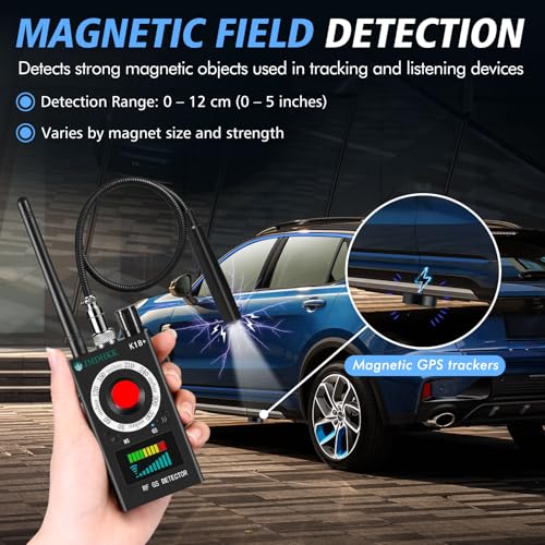 JMDHKK Black Hidden Camera Detector Spy Bug Finder Magnetic Field Scanner Privacy Tool