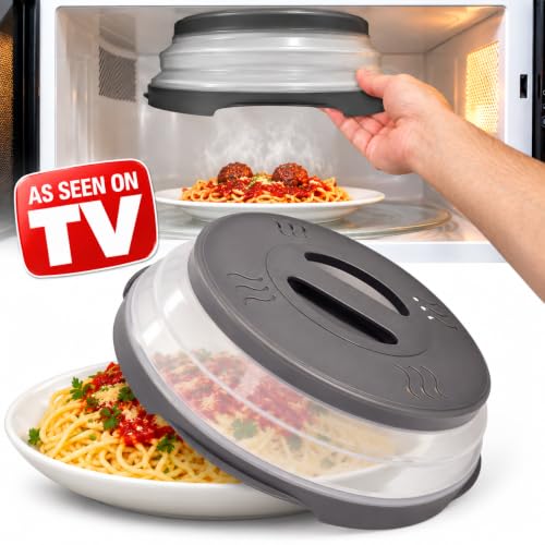 Hover Cover Magnetic 12-Inch Collapsible Microwave Splatter Cover - Gray, Full Size
