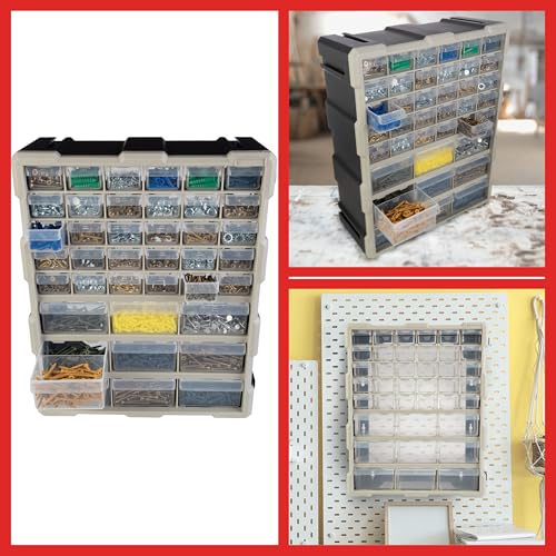 Stalwart 39-Drawer Plastic Small Parts Organizer, Black – 9 large & 30 small drawers