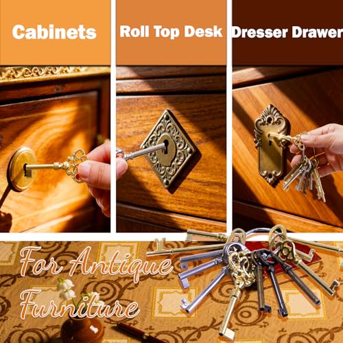 12-Piece Skeleton Key Set for Vintage Furniture Locks - Universal Hollow Barrel Keys