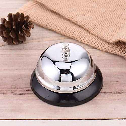 Call Bell 2 Packs 3.3 Inch Diameter with Metal Anti-Rust Construction, Desk Bell for Hotels, Schools, Restaurants, Reception Areas, Hospitals, Warehouses(Silver)