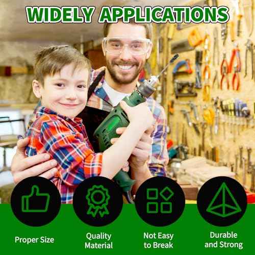 4 Pcs Stainless Steel Bore Brush Set Drill Wire Brush Small Wire Brushes with Hex Shank Handle for Drill Ports Tubes Bearings Cleaning Parts 3/8'' 1/2'' 3/4'' 7/8''