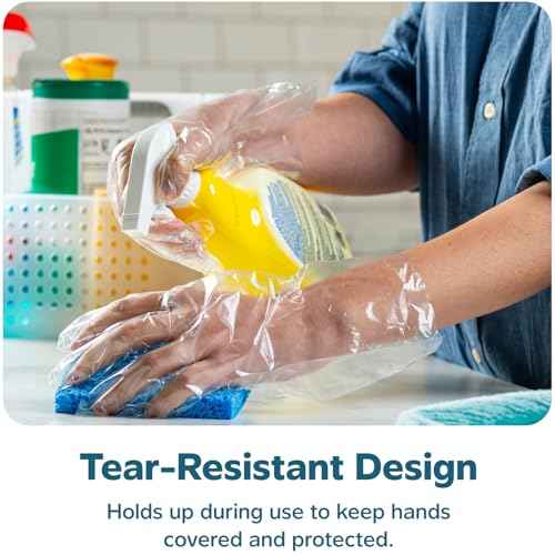 GUSTO Disposable Poly Gloves for Food Prep, Cooking & Food Service ? Clear Plastic, Latex & Powder Free, One Size