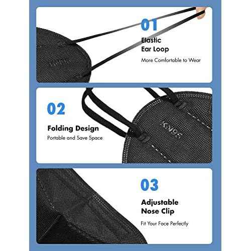 HUHETA KN95 Face Masks, Packs of 30 Black Mask, 5-Layers Mask Protection, Protective Cup Dust Masks for Outdoor Indoor Use