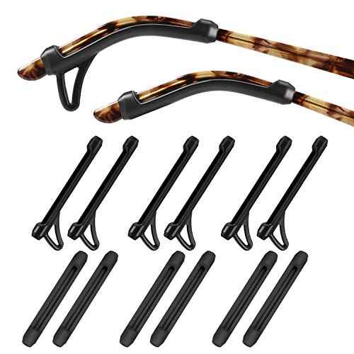 Glasses Ear Cushion-Anti-Slip Eyeglasses Ear Grips Sleeve-Silicone Soft Glasses Ear Hook Holder For Men Women Kids Sports Study and Work (BLACK,6pairs)