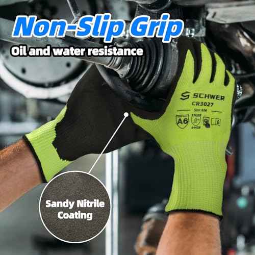 Schwer 2 Pairs Cut Resistant Gloves ANSI A6 Cut Proof Work Gloves, Touchscreen, for Men and Women Used for Woodworking, Glass Cutting, Construction, Cargo Handling, Car Repair, L
