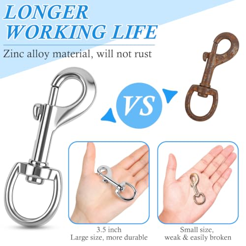ERKOON 4 Pack 3.5 Inch Zinc Alloy Swivel Snap Hooks Heavy Duty Load 154Lbs