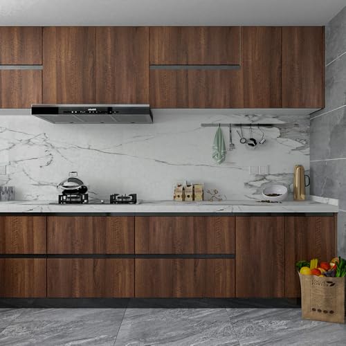 HOLOMEY Walnut Wood Contact Paper 16x78 Inch Peel & Stick Waterproof Vinyl for Cabinets & Countertops