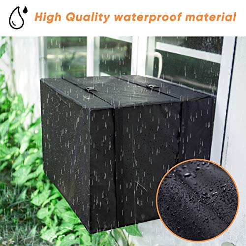 Luxiv 21x16x15 Inch Waterproof Window AC Cover Black - Outdoor Air Conditioner Protector