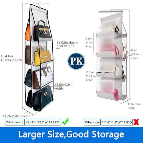 purse organizer, 2Pack, purse organizer for closet,NEW improved Larger, purse storage, Heavy Duty Hooks,handbag organizer, Space-Saving Design, closet organizer, Visibility, White/Black