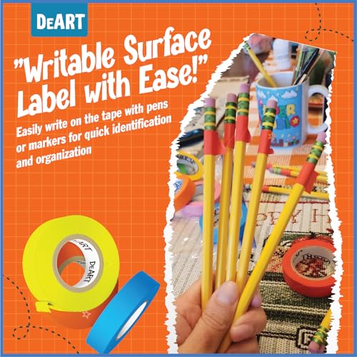 DEART Colored Masking Tape Set 8 Rolls 0.6 Inch for Crafts & Painting