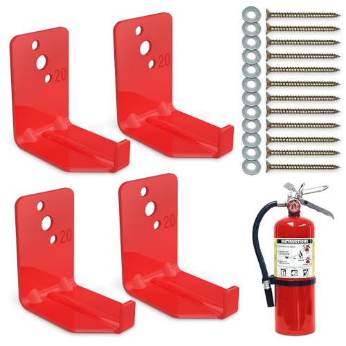 Reluen 4 Pack Fire Extinguisher Mount Brackets Heavy Duty Wall Hangers 2.36 x 1.57 x 2.36 in