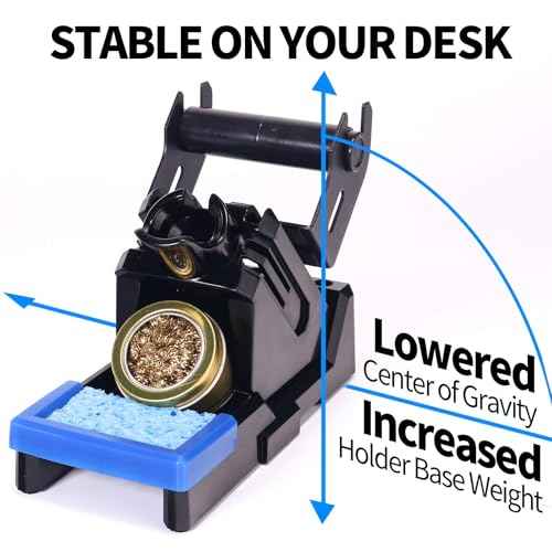 YIHUA X-2 Evolution Advanced Heat-Resistant Soldering Iron Holder & Storage System with Solder Spool Holder, Brass Wool Tip Cleaner, Cleaning Sponge, Protective Edge, 5 Integrated Tip Storage Slots
