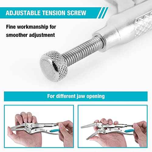 DURATECH 6-1/2Inch Long Nose Locking Pliers, Premium Cr-V Construction, Long Nose Pliers with Wire Cutter for Easy Access to Hard to Reach Areas