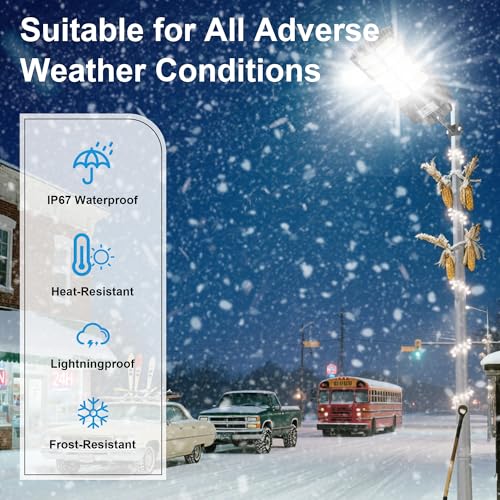 Vzyhik 6500W Solar Street Lights Outdoor Waterproof 2 Pack - Bright Motion Sensor Parking Lot Lighting