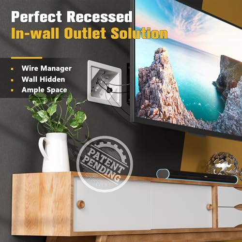 White In-Wall TV Box for Wall-Mounted Home Theater, 11.9" x 8.4" - 1 Pack